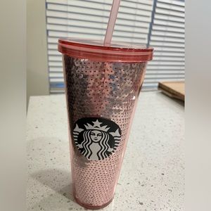 Pink sequin Starbucks cup